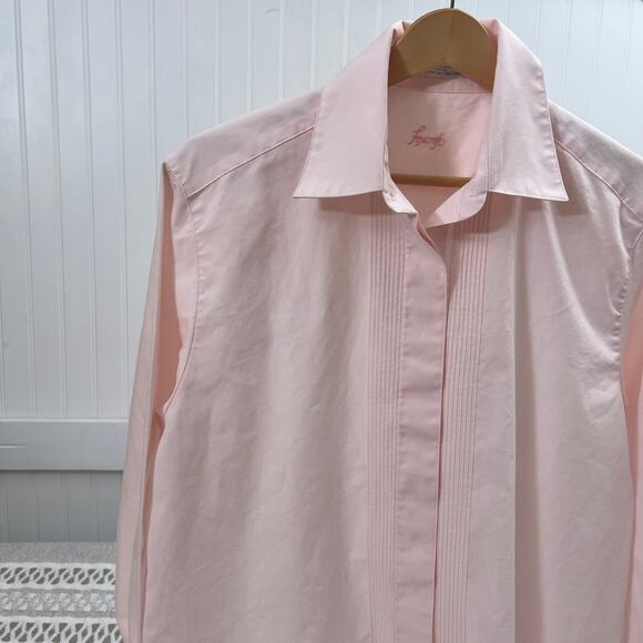 Foxcroft Pink Pin Tuck Long Sleeve Shirt Dress Career Casual Button Down Women's - Picture 1 of 10